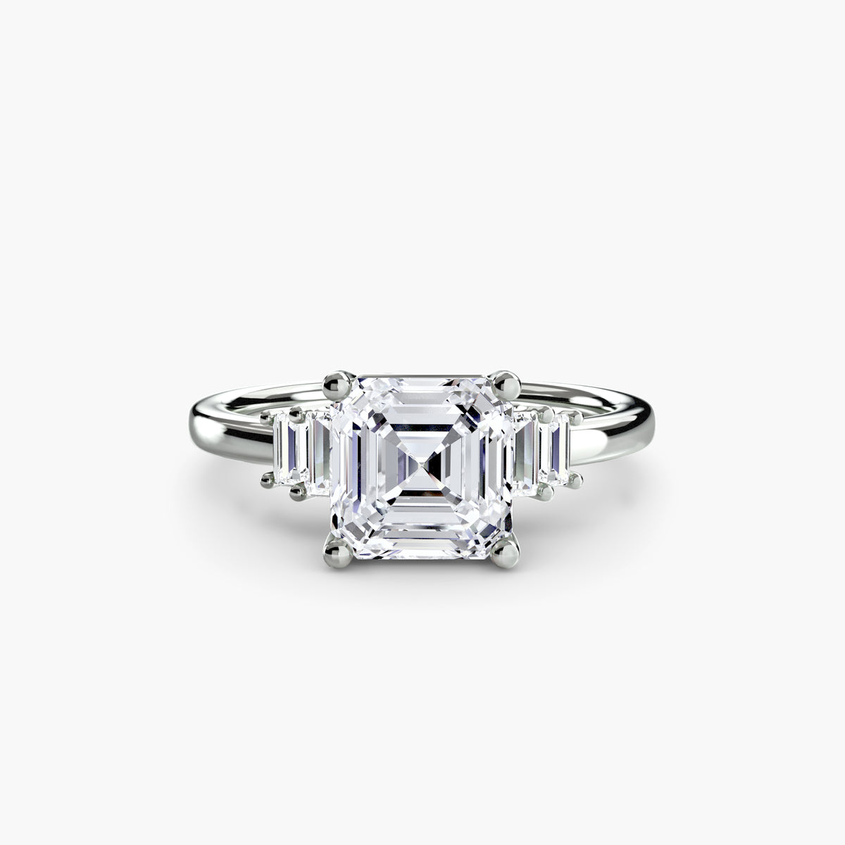 Solitaire with Baguette Accent Shoulders