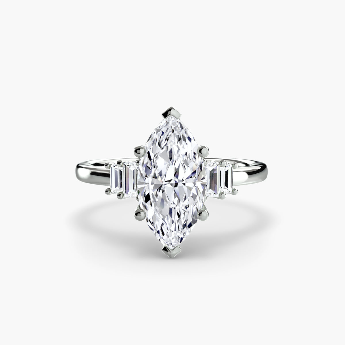 Solitaire with Baguette Accent Shoulders