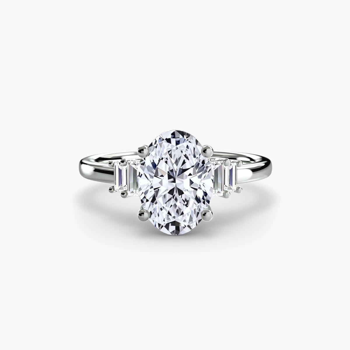 Solitaire with Baguette Accent Shoulders