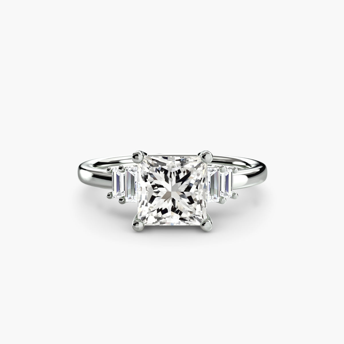Solitaire with Baguette Accent Shoulders