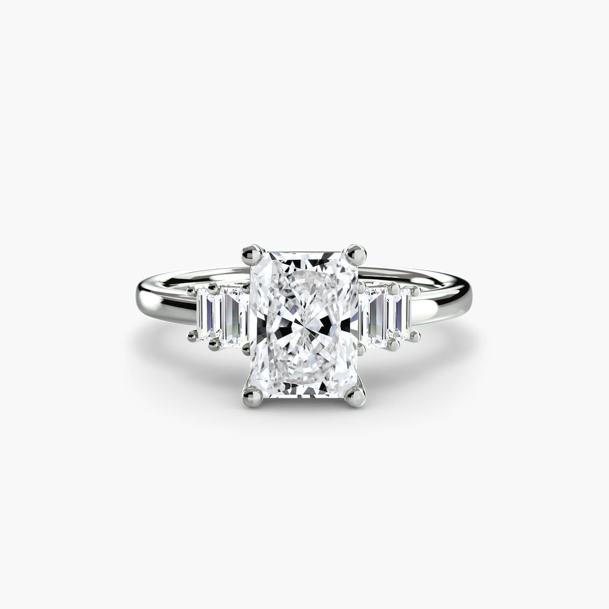 Solitaire with Baguette Accent Shoulders