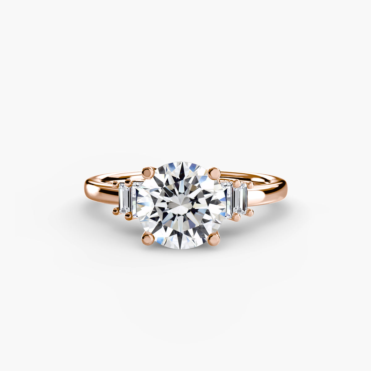 Solitaire with Baguette Accent Shoulders
