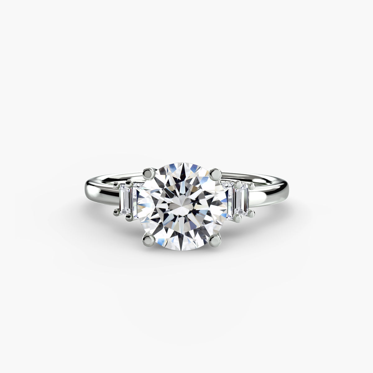 Solitaire with Baguette Accent Shoulders