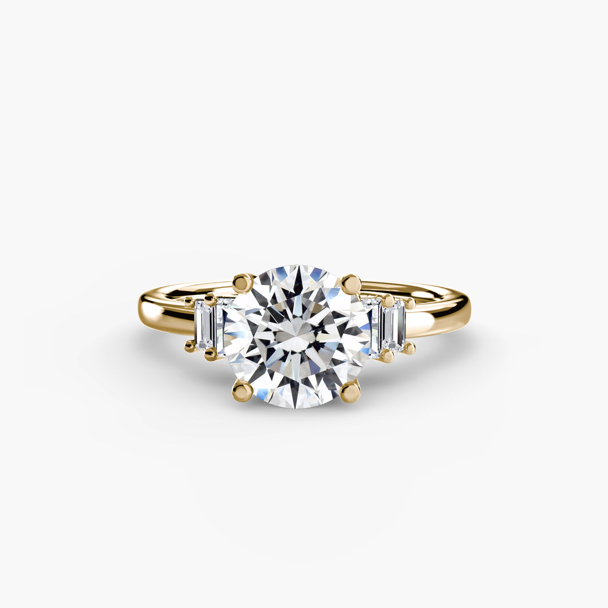 Solitaire with Baguette Accent Shoulders