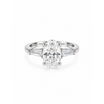 2.6ct Oval with tapered Baguettes Diamond Ring Platinum