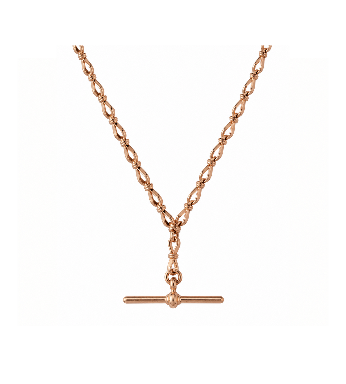 Pre-Owned 9ct Rose Gold T-Bar Necklace