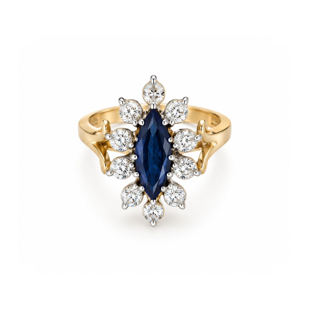 Antique Sapphire & Diamond Gold Ring