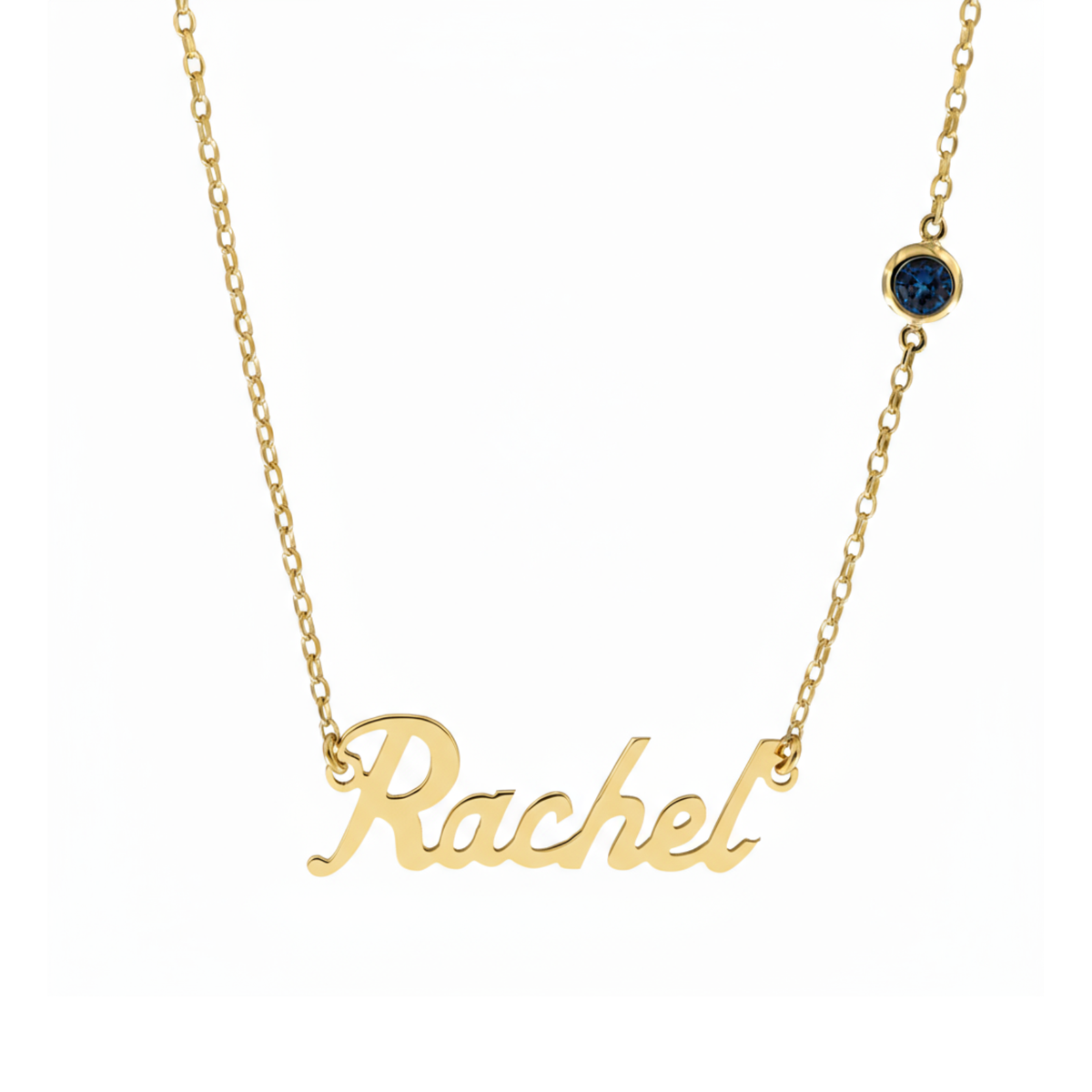 (1-6 Letters) 9ct Gold Name Necklace with Birthstone