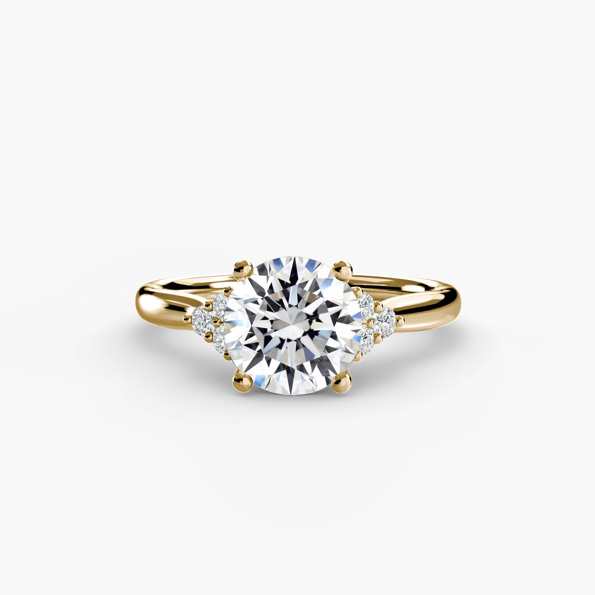 Diamond Solitaire Ring with Cluster Shoulders