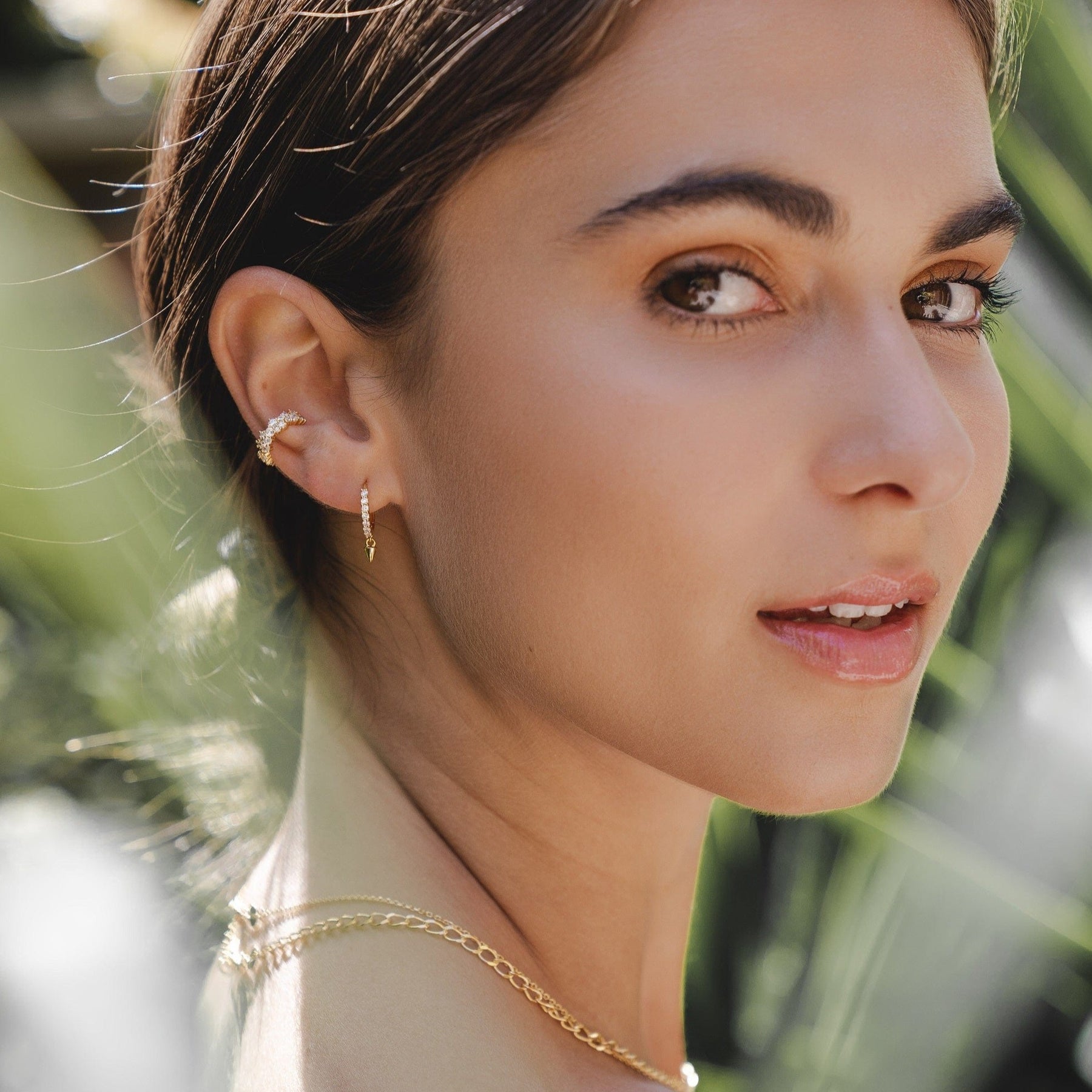 9ct Gold CZ Spike Hoop Earrings – Lilywho