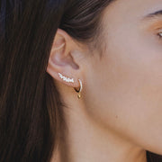 9ct Gold CZ Spike Hoop Earrings