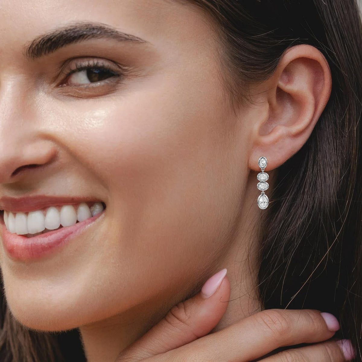 1.78ct Oval Lab Diamond Drop Earrings in Platinum