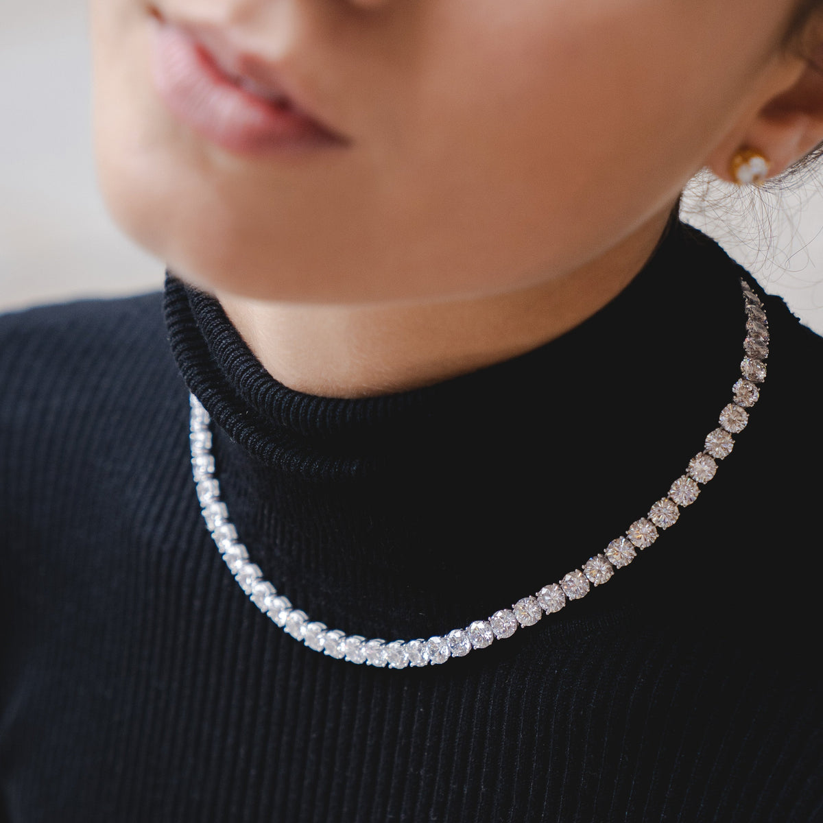 58ct Platinum & Lab Diamond Tennis Necklace