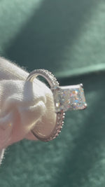 Platinum 2.4ct Emerald cut with hidden halo Lab Diamond Ring