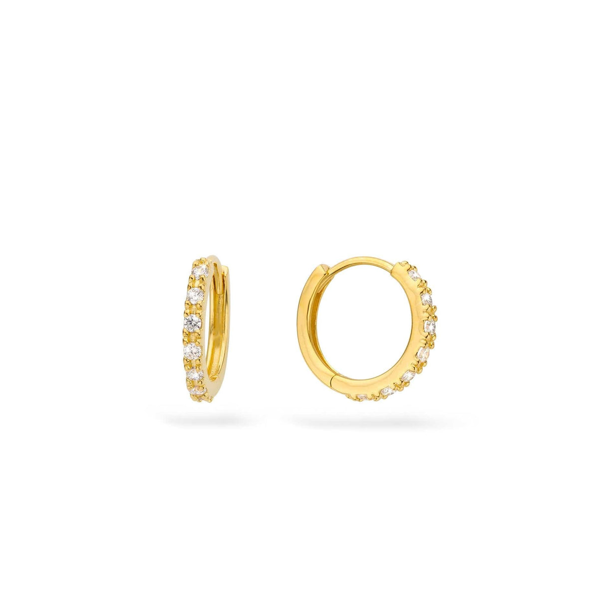 9ct Gold Small Hoop Earrings with CZ Stones