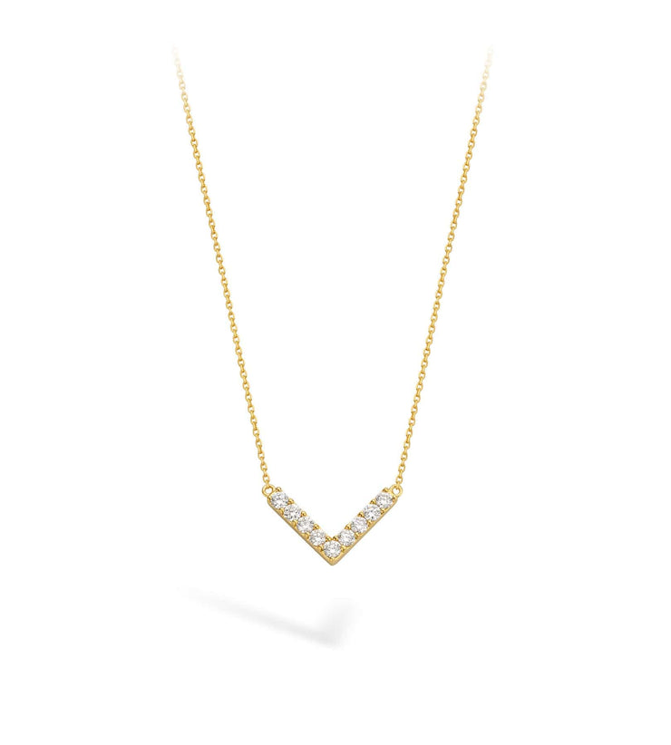 18ct Gold Diamond V Shaped Necklace