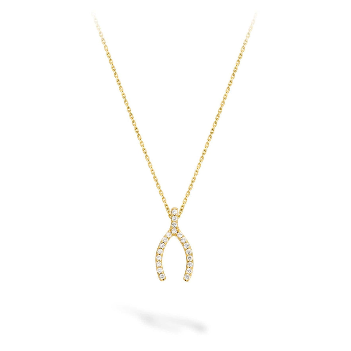 18ct Gold Diamond Wishbone Necklace