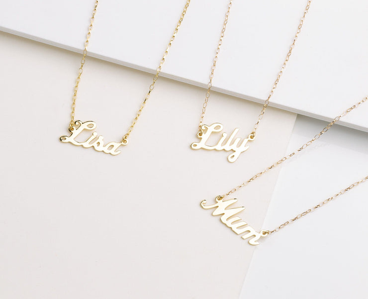 9ct Gold Customizable Script Name Necklace (1-6 Letters)