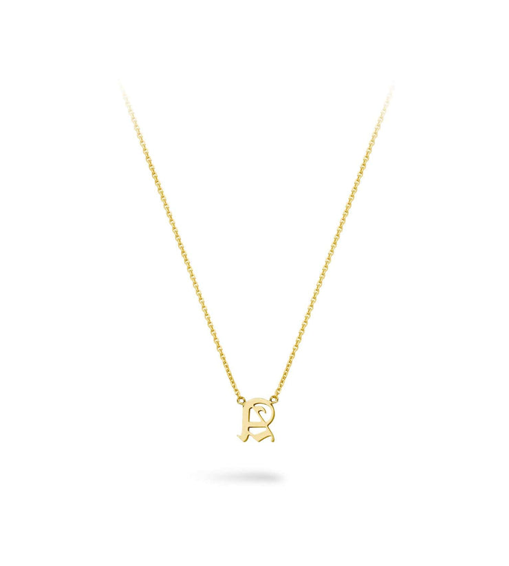 9ct Gold Gothic Initial Necklace