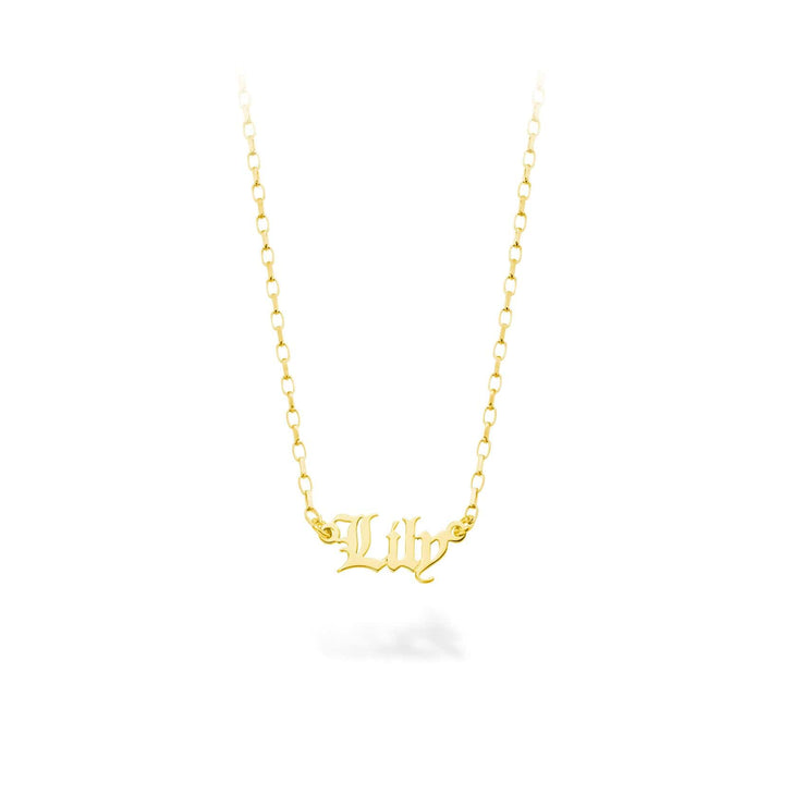 9ct Gold Gothic Name Necklace (1-6 Letters)