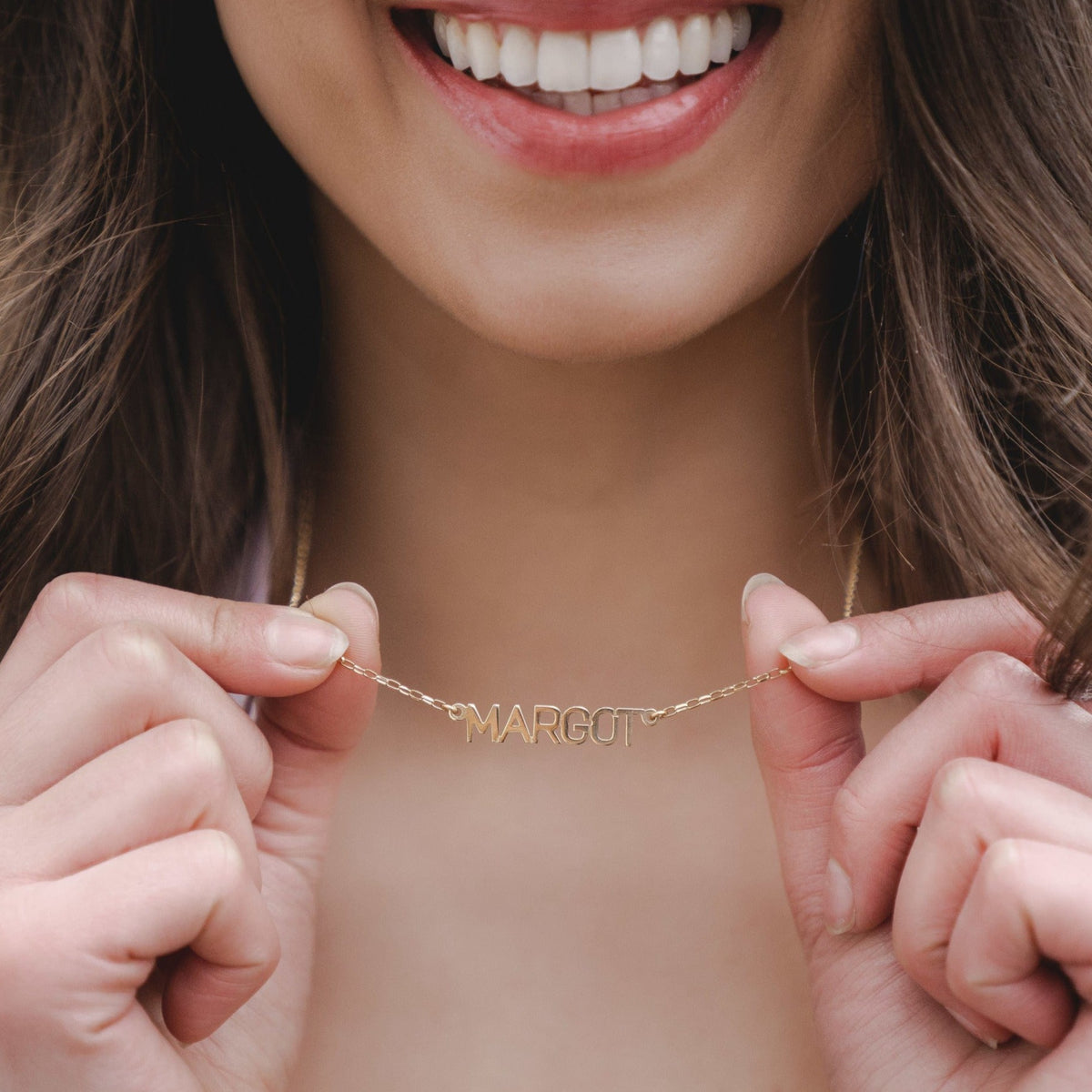 9ct Gold Personalization Block Name Necklace (1-6 Letters)