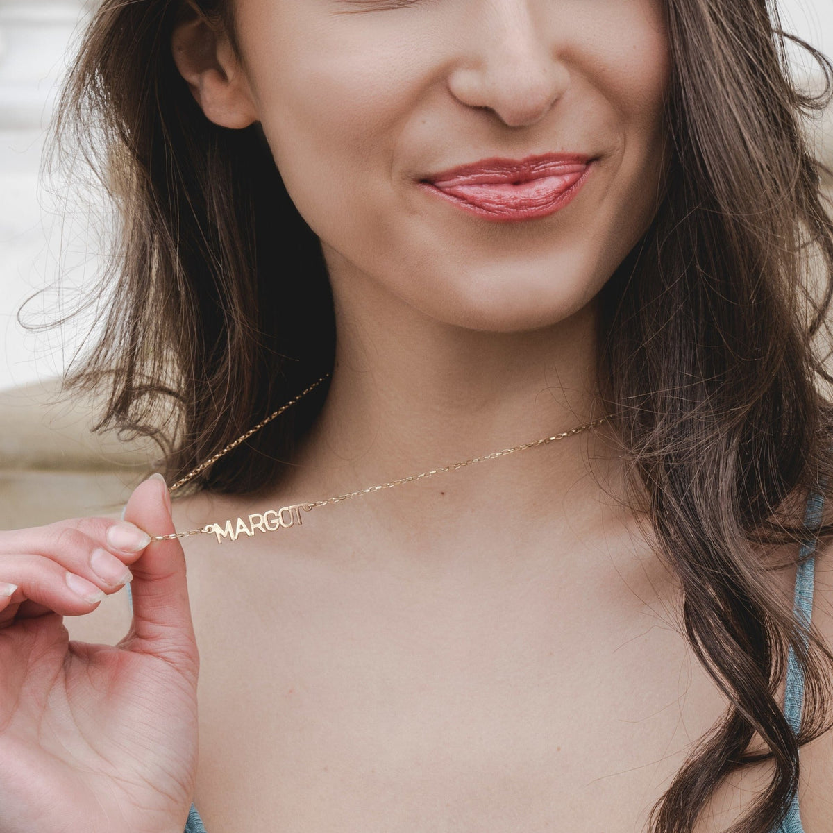 9ct Gold Personalized Block Name Necklace (7+ Letters)