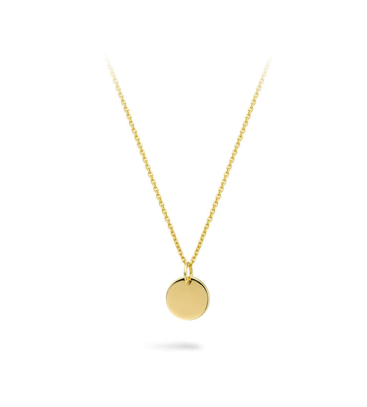 9ct Gold Small Round  Disc Necklace for engraving