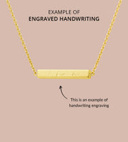 engraved bar necklace as an example of handwriting engraving