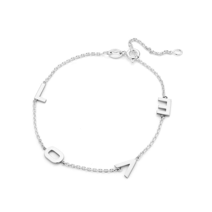 Silver Sideways Initial Bracelet