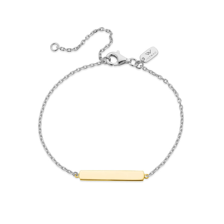 *PRE ORDER* Two tone 9ct Gold and Silver Engravable Bar Bracelet