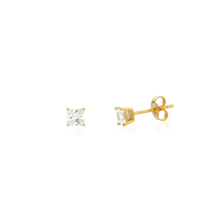9ct Gold Square Stone Stud Earrings