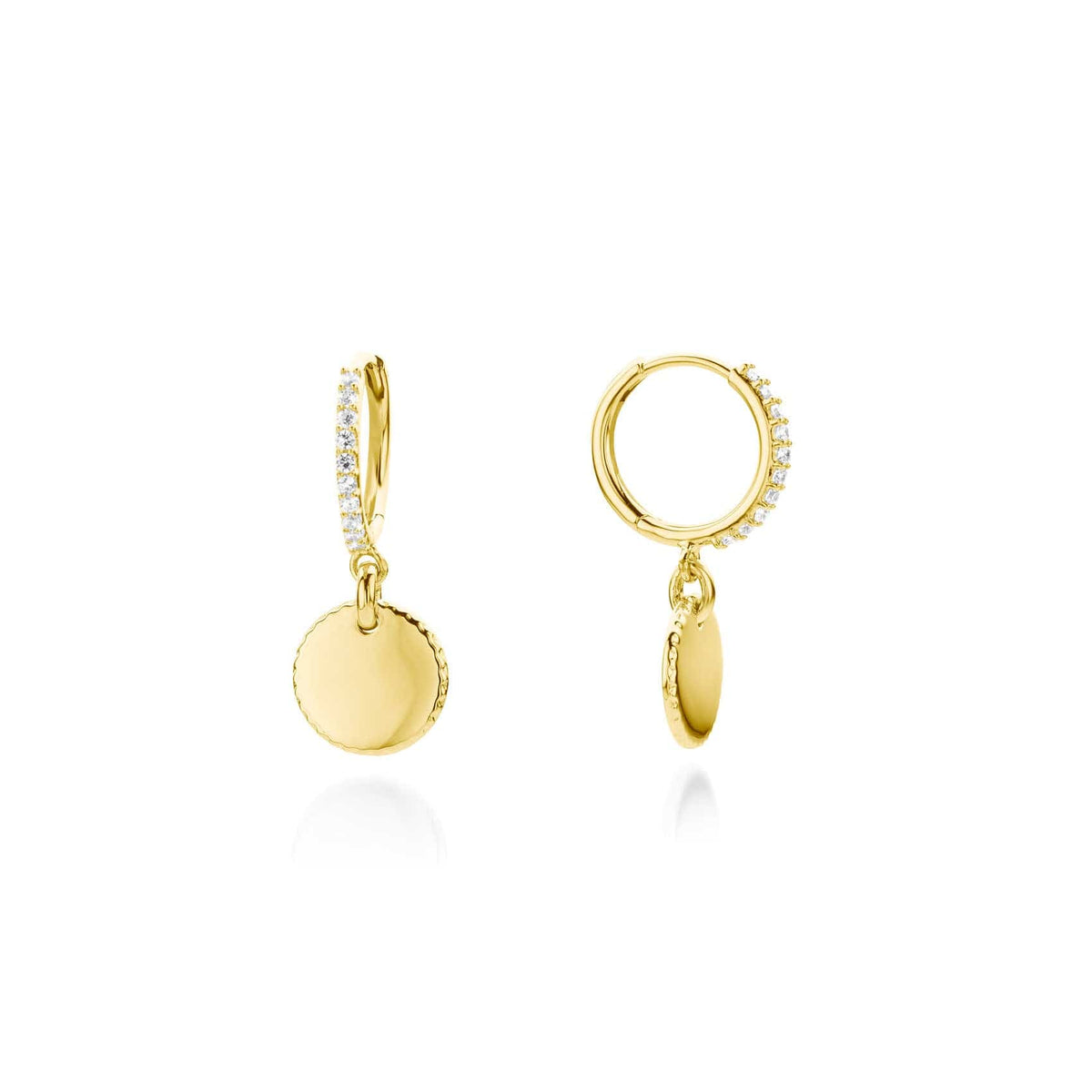 9ct Gold Engraving Disc Earrings