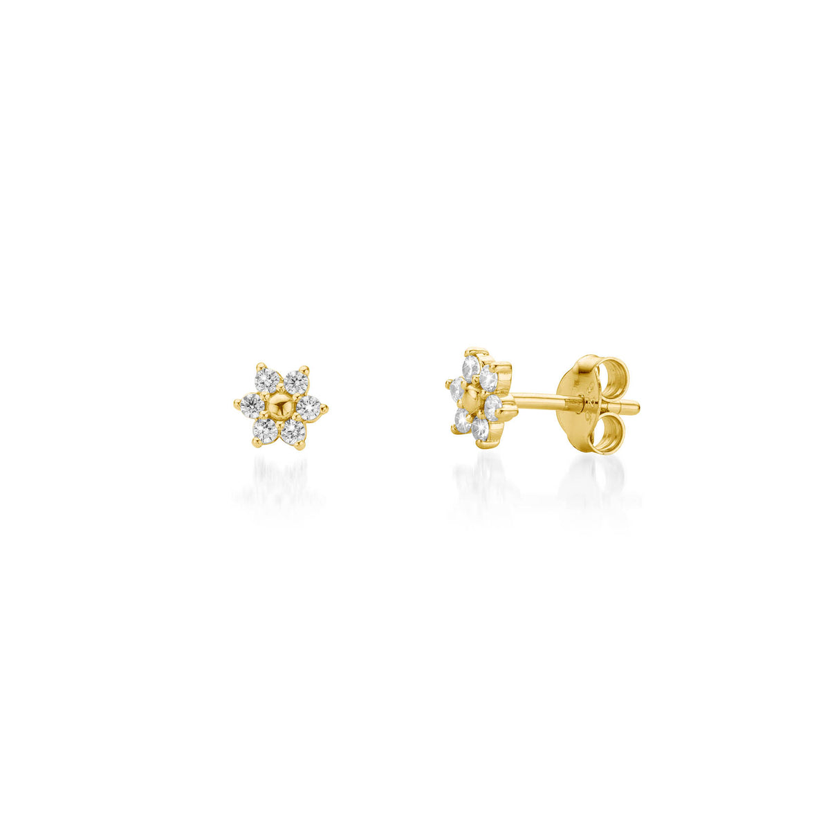 9ct Gold Mini Flower Stud Earrings Pair