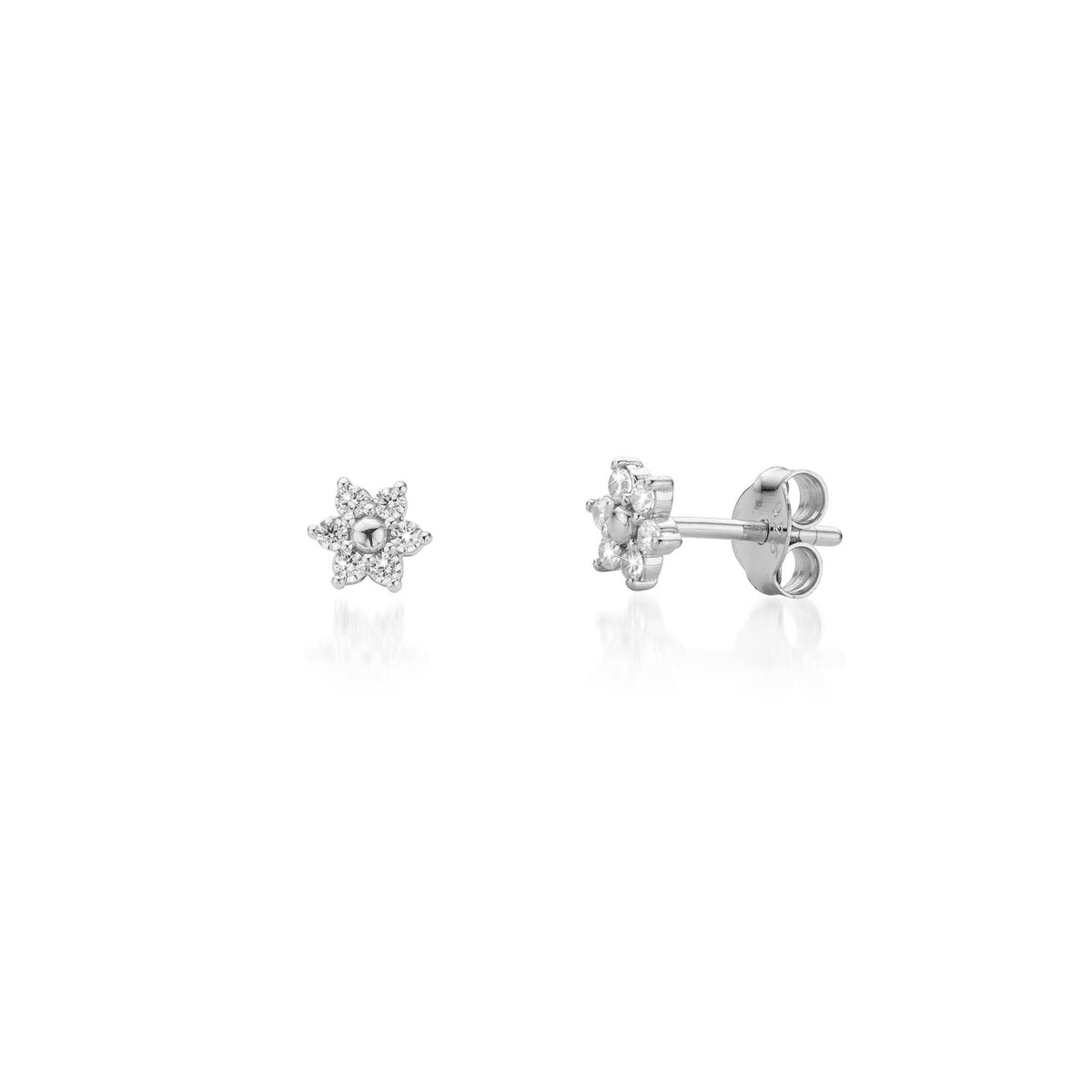 Silver Mini Flower Stud Earrings Pair