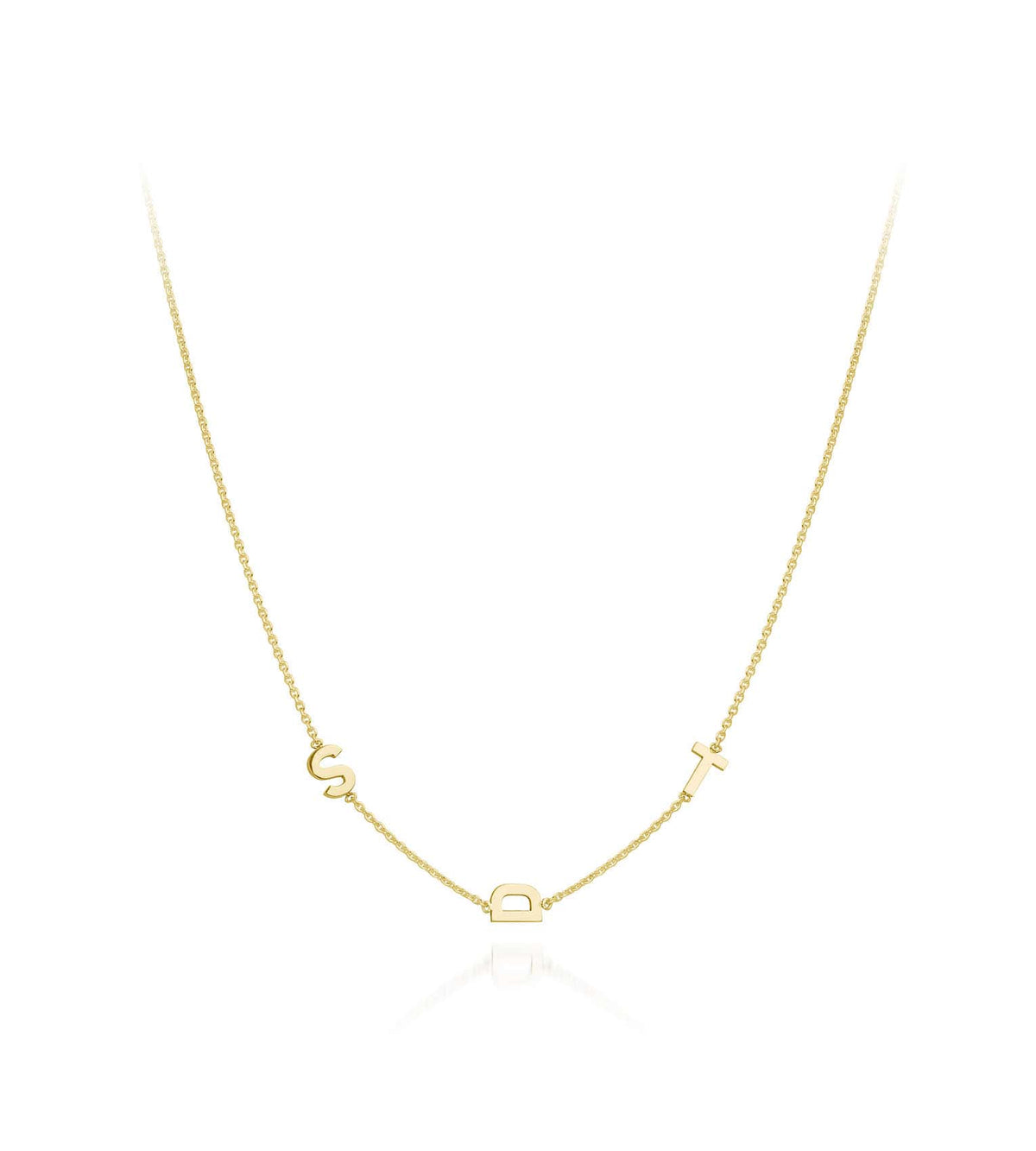 9ct Gold Sideways Initial Necklace