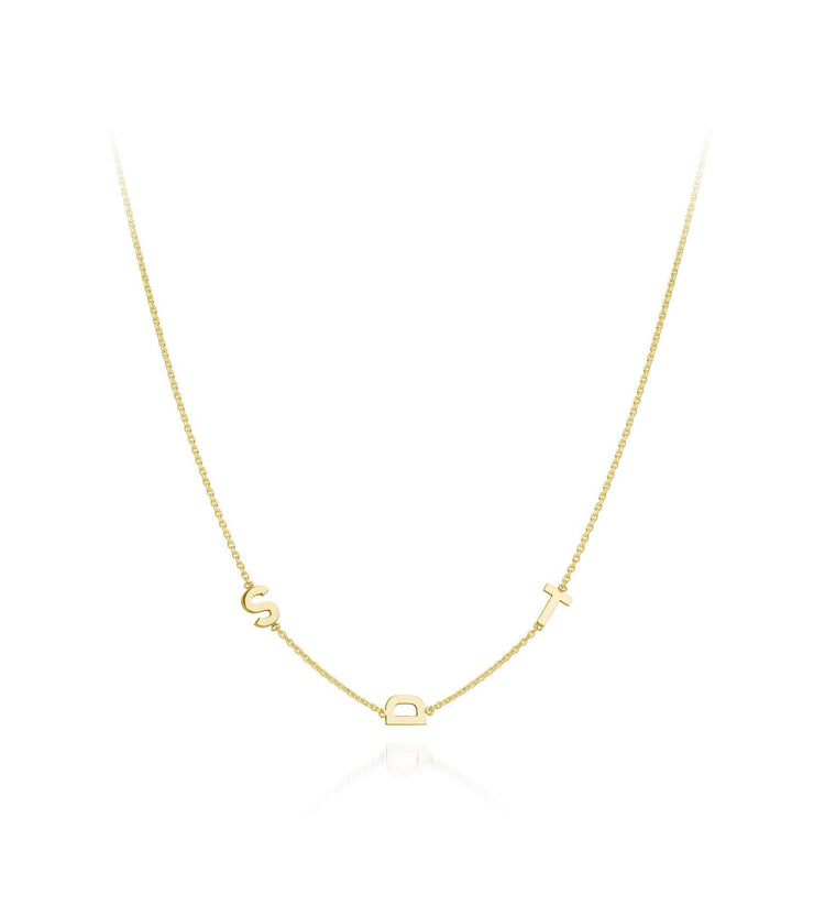 Gold Small Sideways Initial Necklace