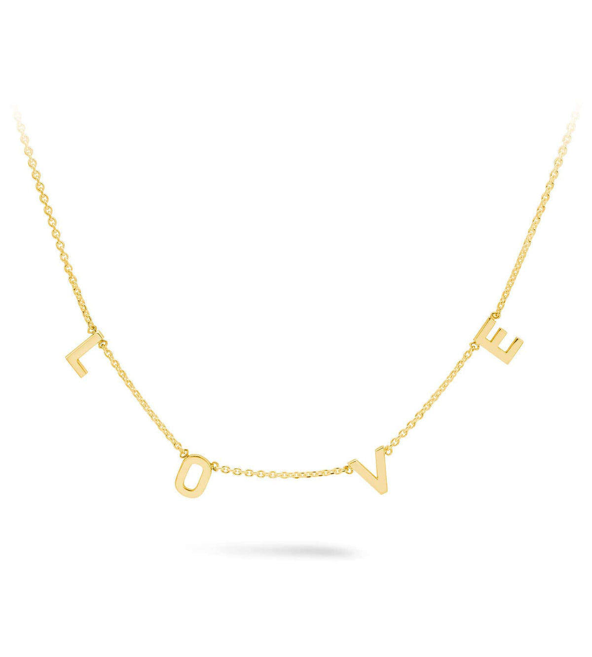 9ct Gold Block Letter Necklace (1-6 Letters)