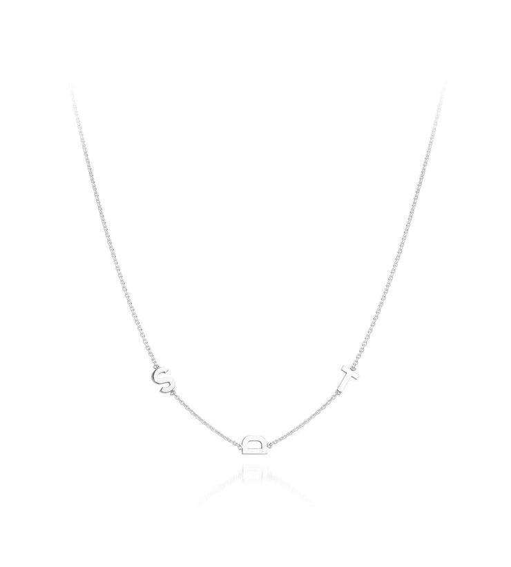 Silver Sideways Initial Necklace
