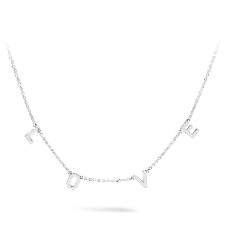 Silver Block Letter Necklace (1-6 Letters)