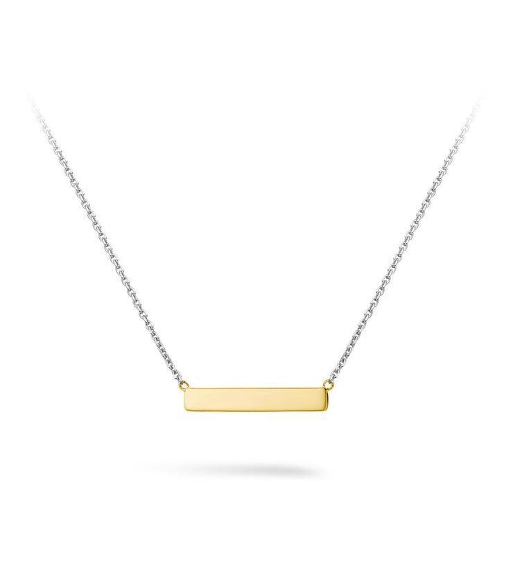 Two tone 9ct Gold and Silver Engravable Bar Necklace