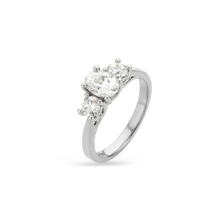 3 Stone 1.25ct Engagement Ring-Oval center stone