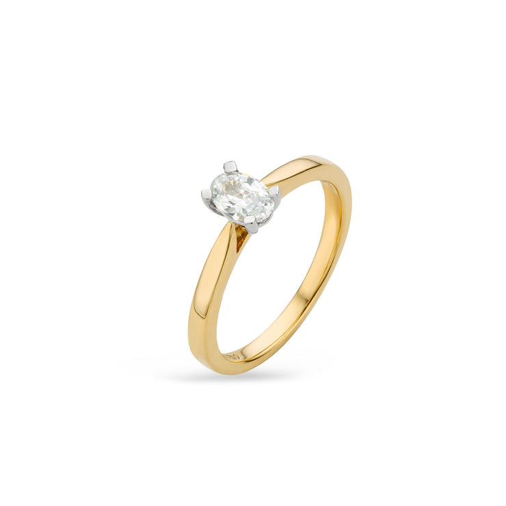 18ct Gold .50ct Oval Solitaire Ring