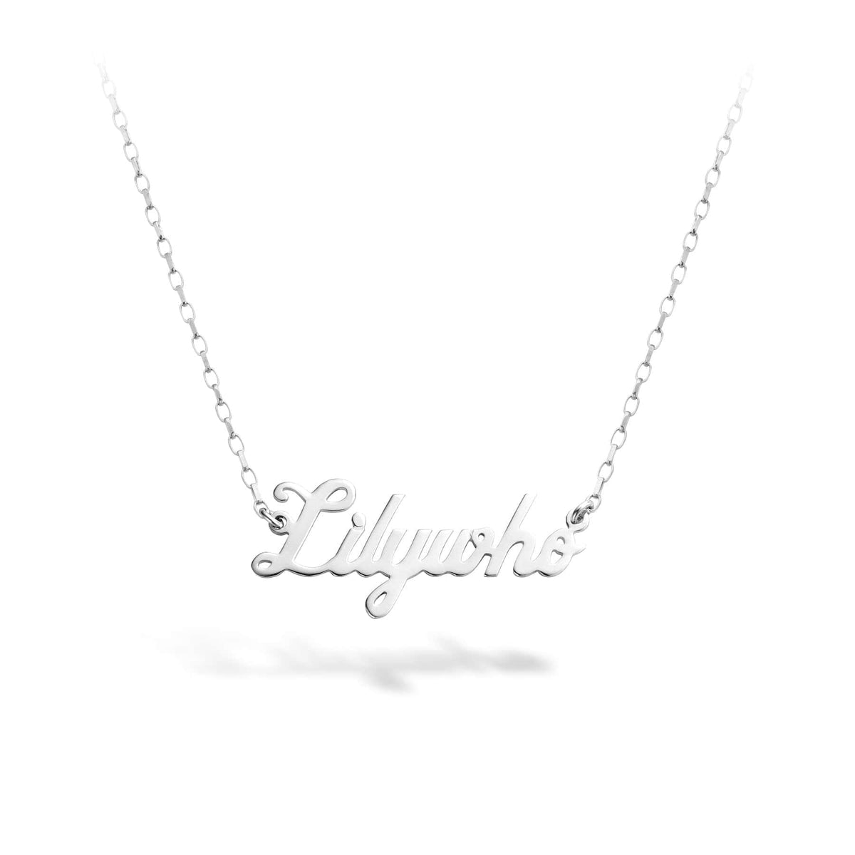 Customizable Silver Script Name Necklace (7+ Letters)