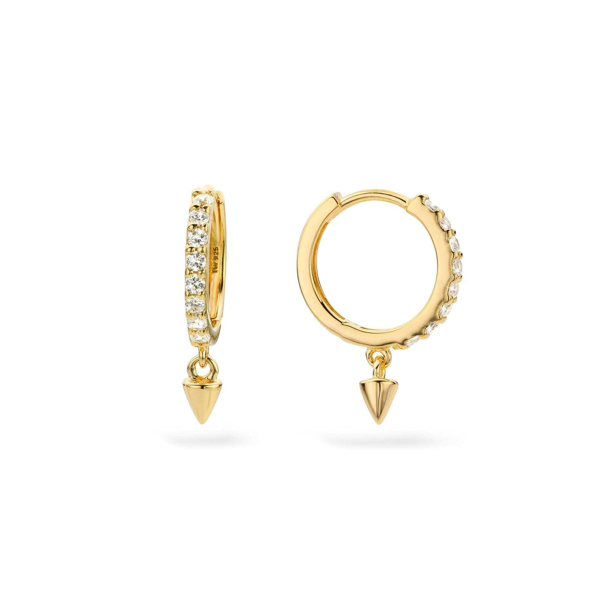 9ct Gold CZ Spike Hoop Earrings