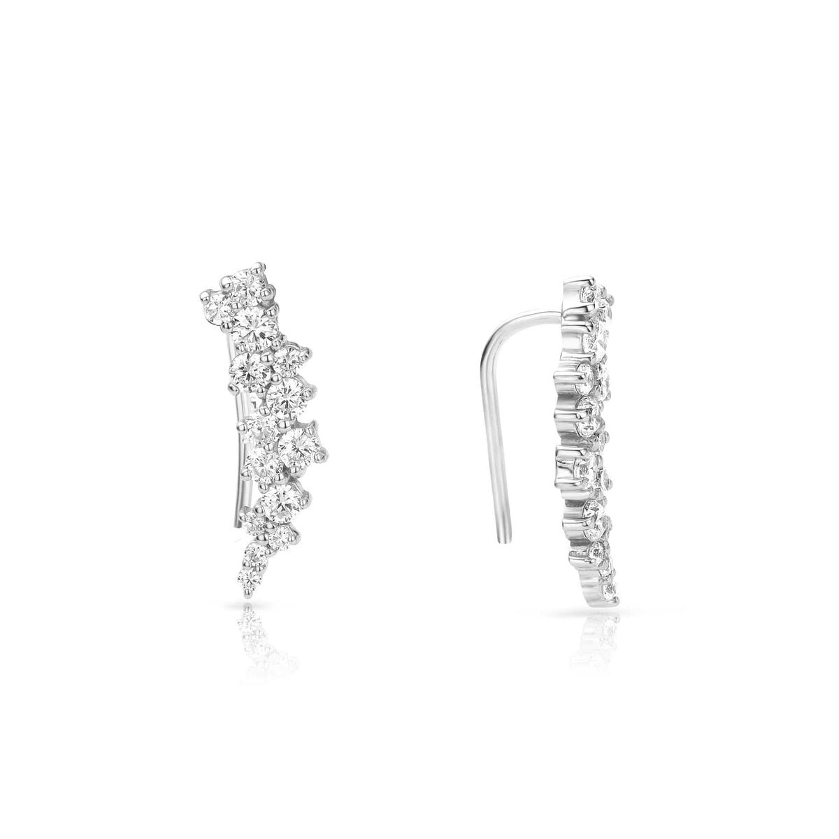 CZ Silver Climber Earrings Pair