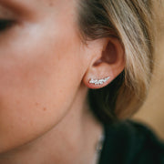 CZ Silver Climber Earrings Pair