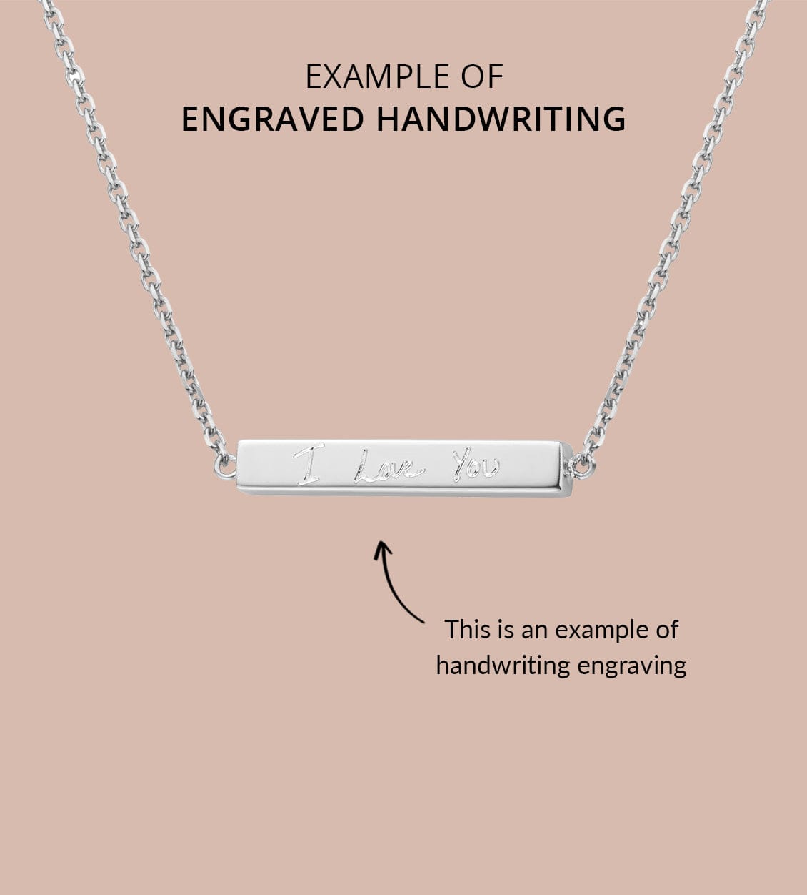 engraved bar necklace as an example of handwriting engraving