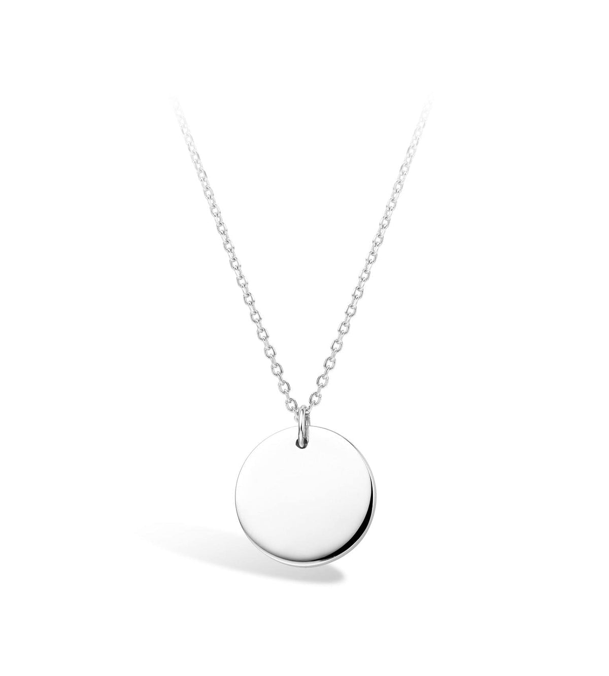 Engravable Silver Round Disc Necklace