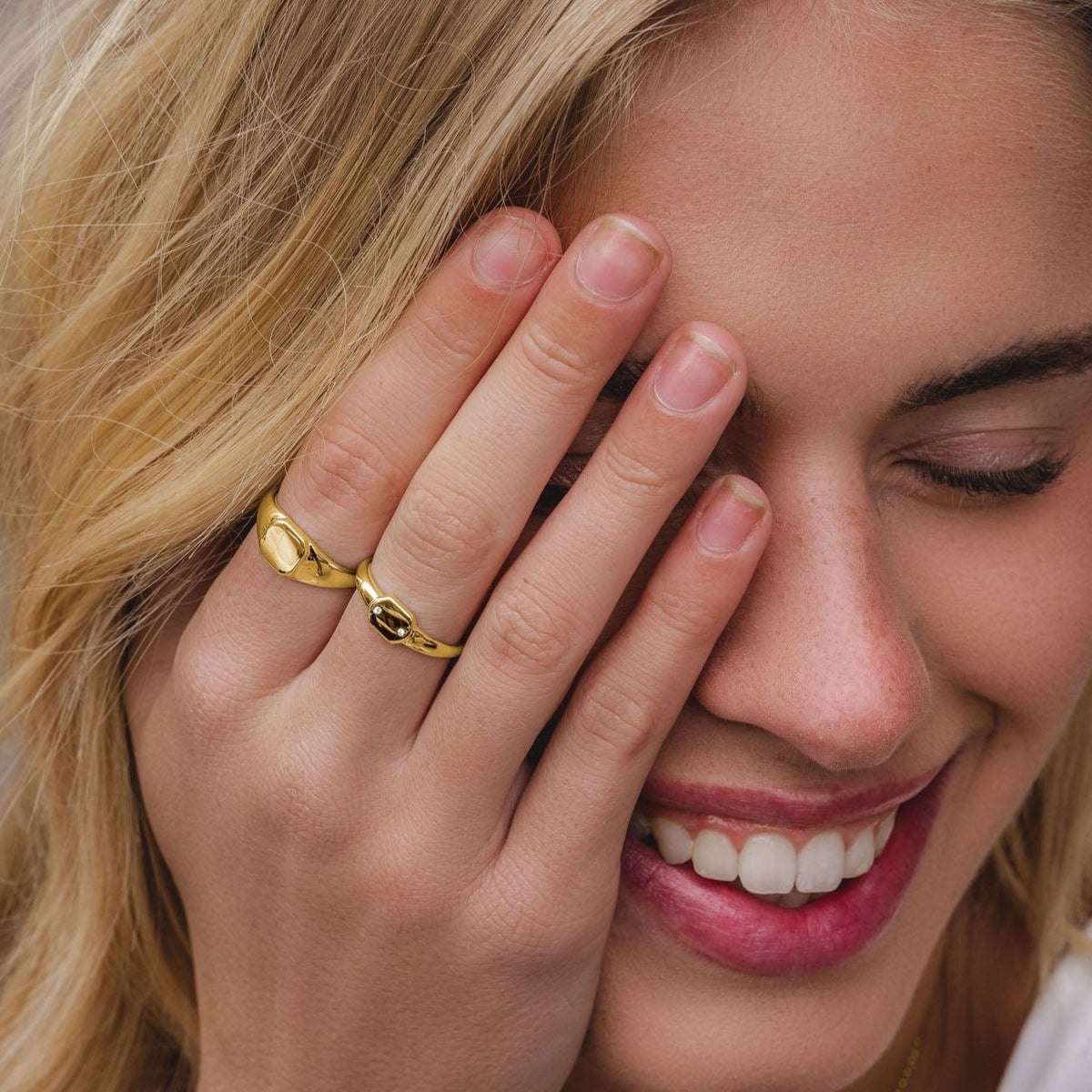 Engraving Gold plated Signet Ring