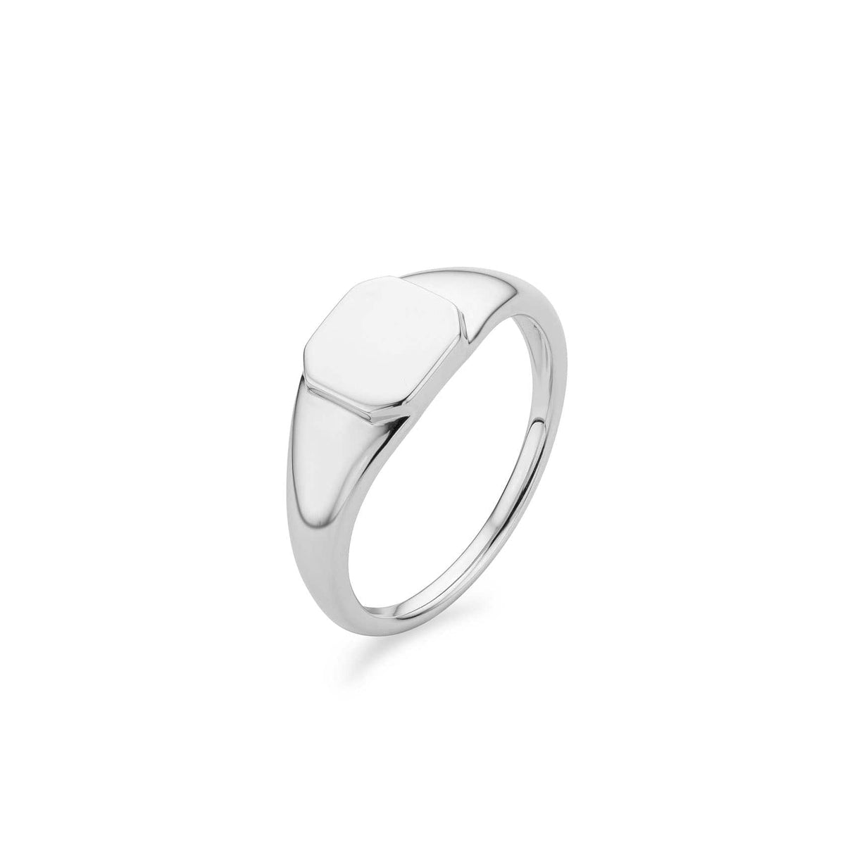 Engraving Silver Octagon Signet Ring
